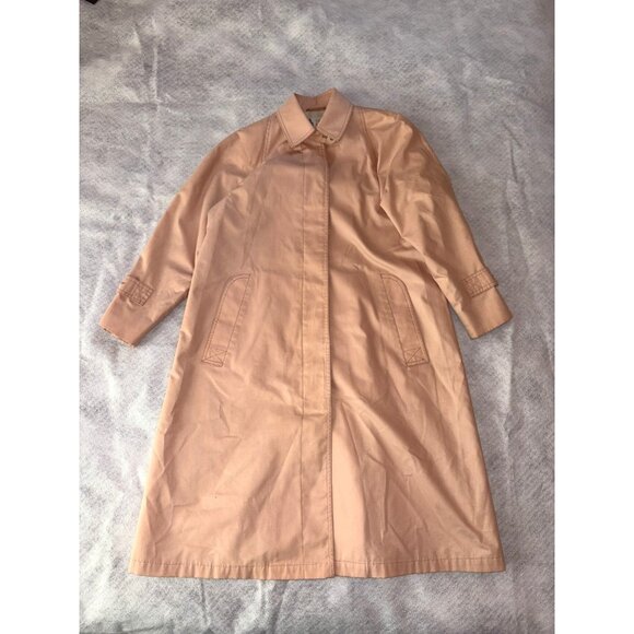 London Fog Jacket Womens Petite 4 Trench Coat Mauve Pink Long Classic Style - Picture 1 of 7